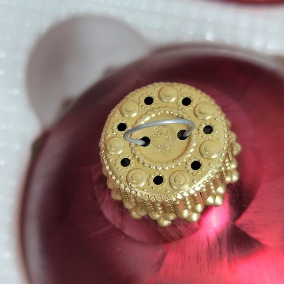 Christmas by Krebs Crimson Jewel Glass Ball Ornaments Red Feather Painted 6 - Picture 11 of 16